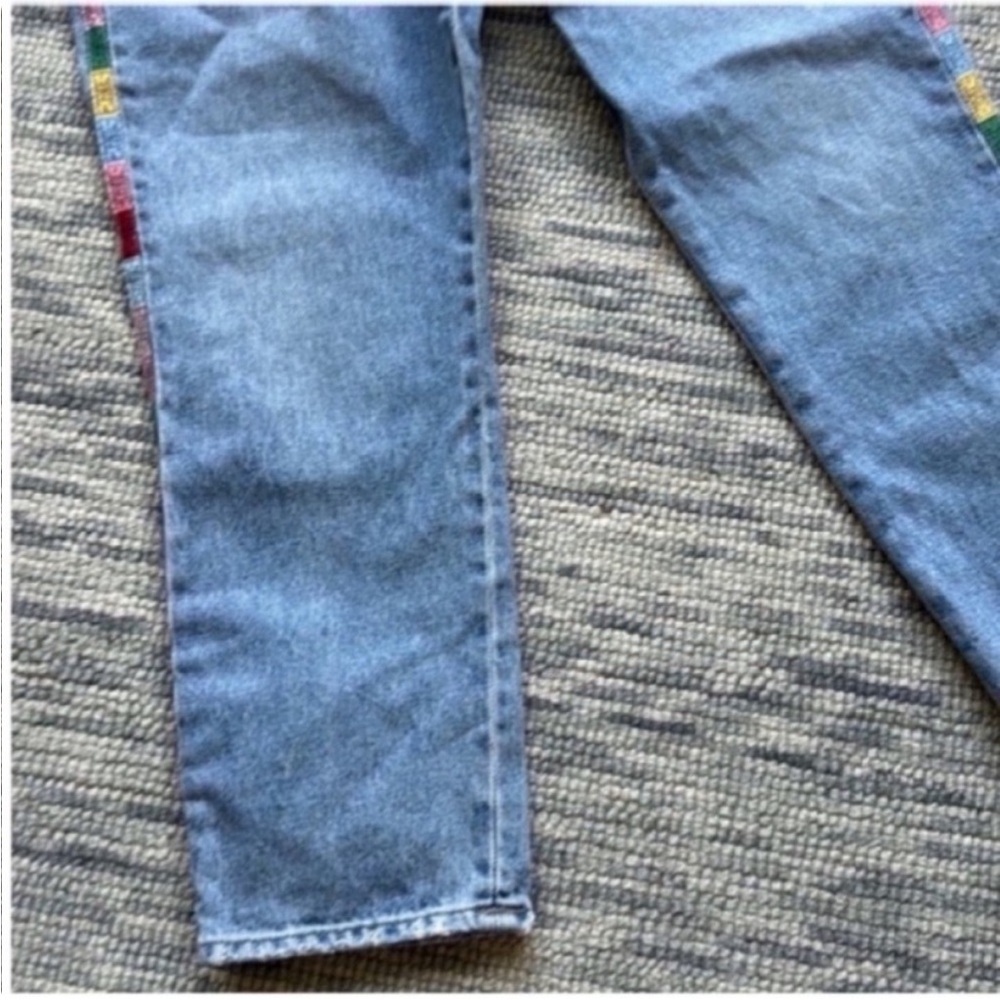 Polo Ralph Lauren Avery Boyfriend Light Blue Jeans with Colorful Stripes Seam - Picture 8 of 12